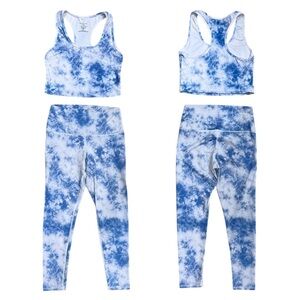 Evolution and Creation Cloud Tie Dye High Rise Crop Leggings Sports Bra Set